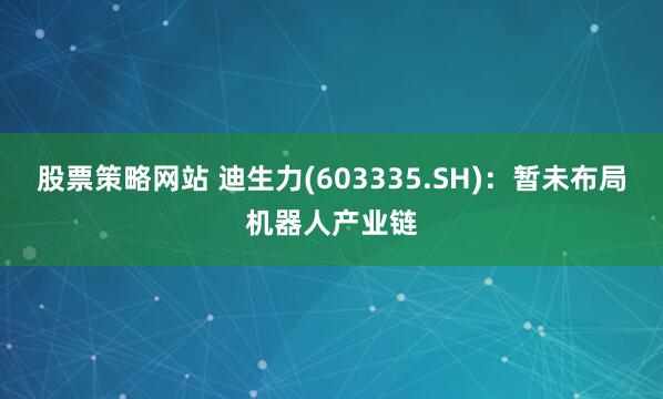 股票策略网站 迪生力(603335.SH)：暂未布局机器人产业链